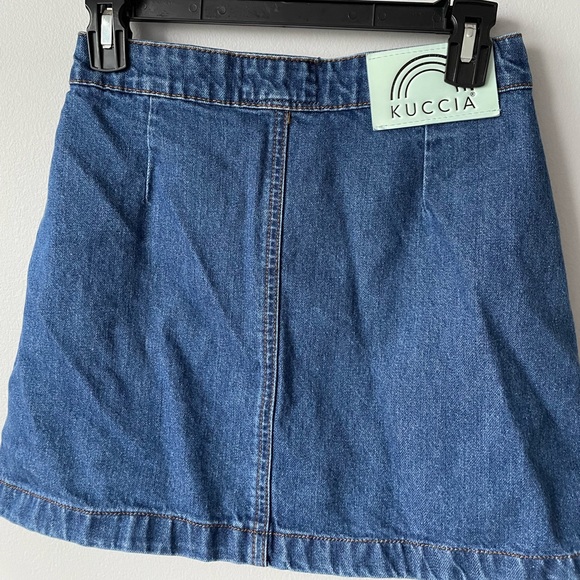 KUCCIA SEQUIN FLORAL PATCH DENIM SKIRT SIZE 8 - Picture 12 of 13